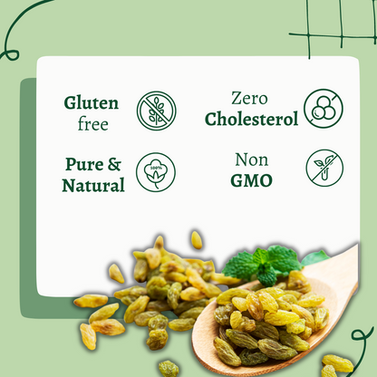 KHUSHI 100% Natural Premium Green Raisins 3 Star | Hari Dakh | Indian Kismish |