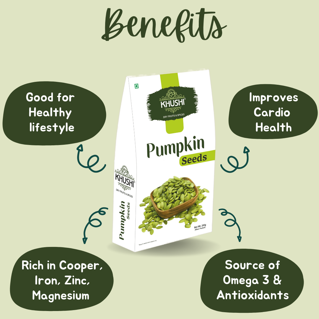 KHUSHI Pumpkin Seeds - Premium Raw Unroasted Pumpkin Seeds